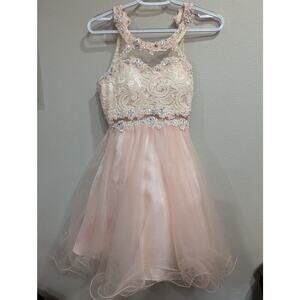 Girls Pink princess halter dress w/ruffle skirt & bling Cinderella Coture, 14